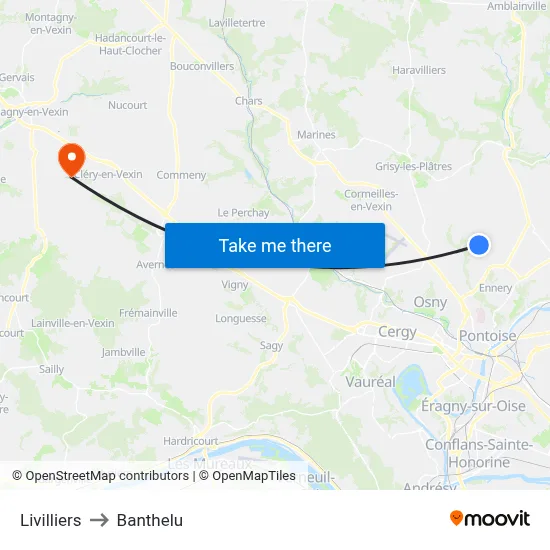 Livilliers to Banthelu map