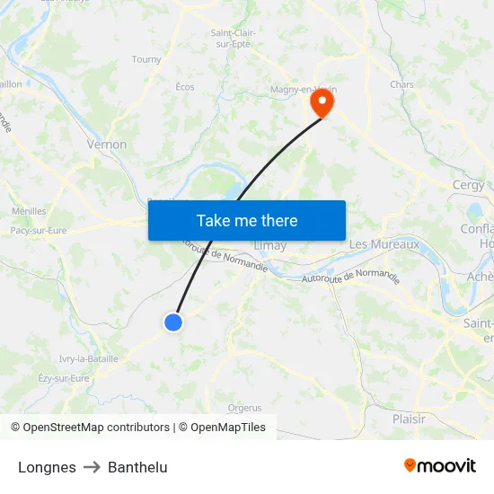 Longnes to Banthelu map