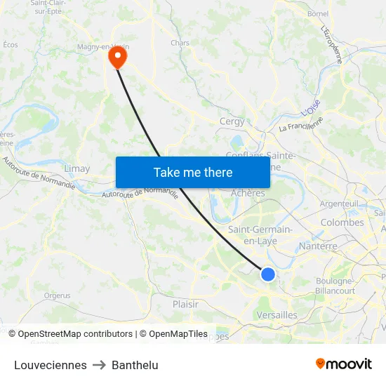 Louveciennes to Banthelu map