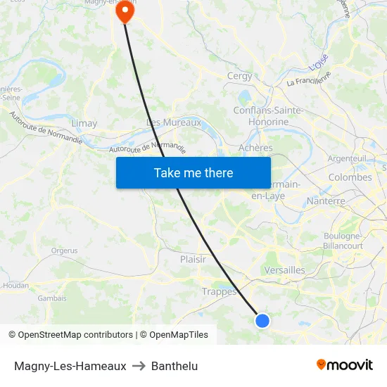 Magny-Les-Hameaux to Banthelu map