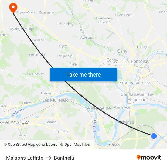 Maisons-Laffitte to Banthelu map