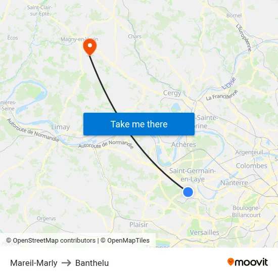 Mareil-Marly to Banthelu map