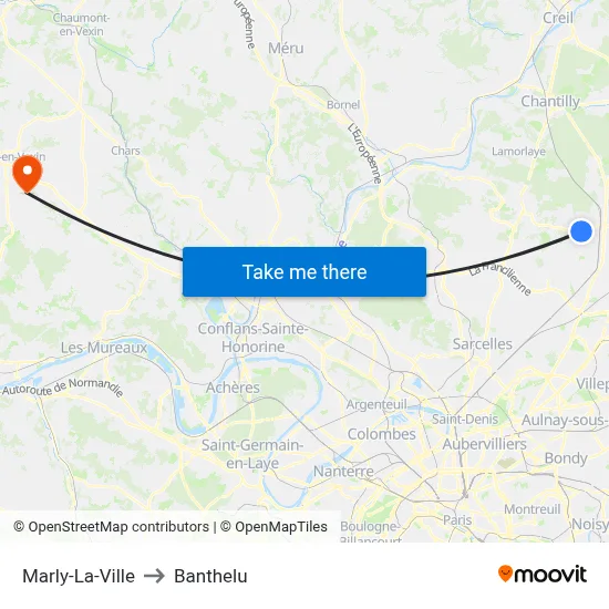 Marly-La-Ville to Banthelu map