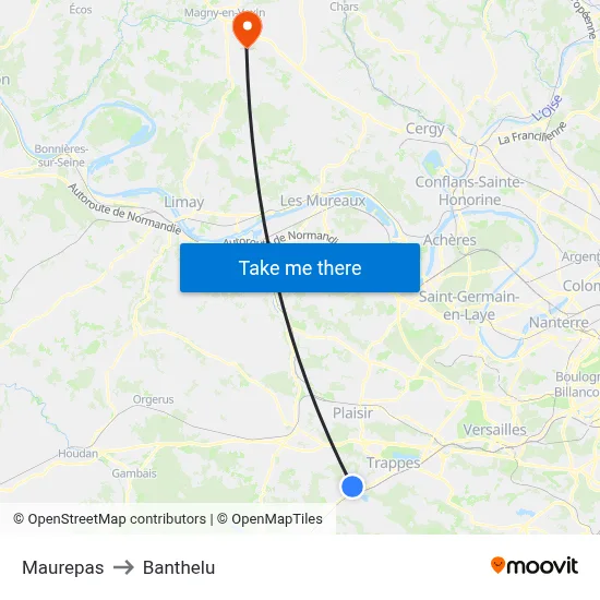 Maurepas to Banthelu map