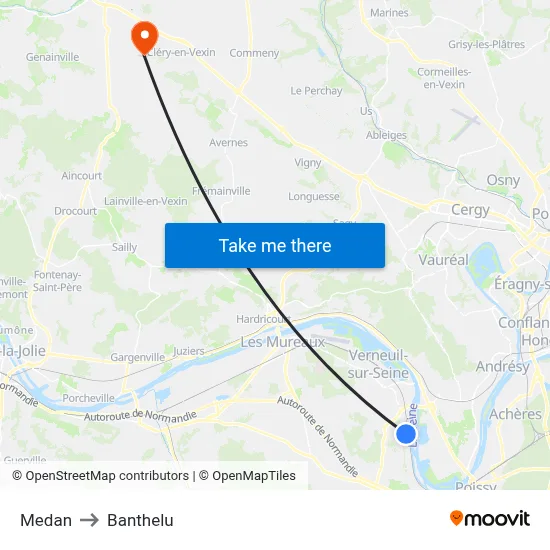 Medan to Banthelu map