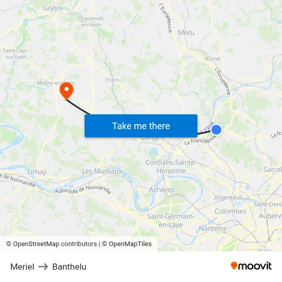 Meriel to Banthelu map