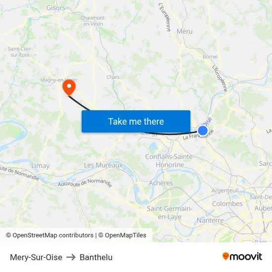 Mery-Sur-Oise to Banthelu map