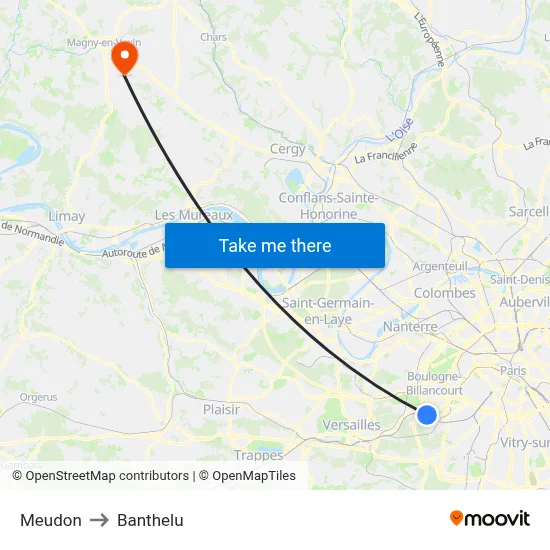 Meudon to Banthelu map