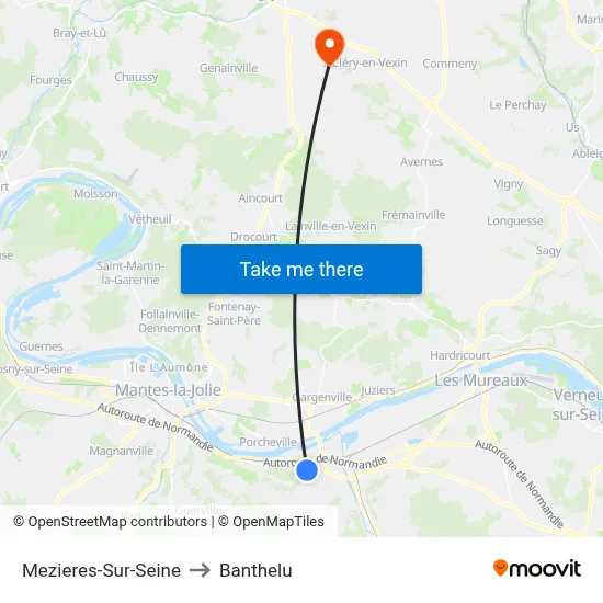 Mezieres-Sur-Seine to Banthelu map
