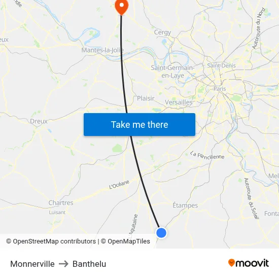 Monnerville to Banthelu map
