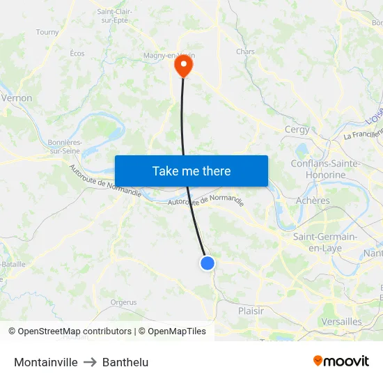 Montainville to Banthelu map