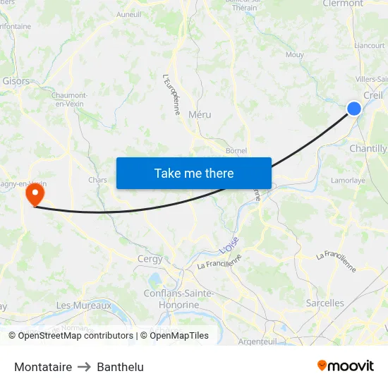 Montataire to Banthelu map