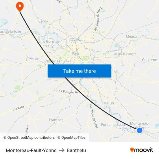 Montereau-Fault-Yonne to Banthelu map