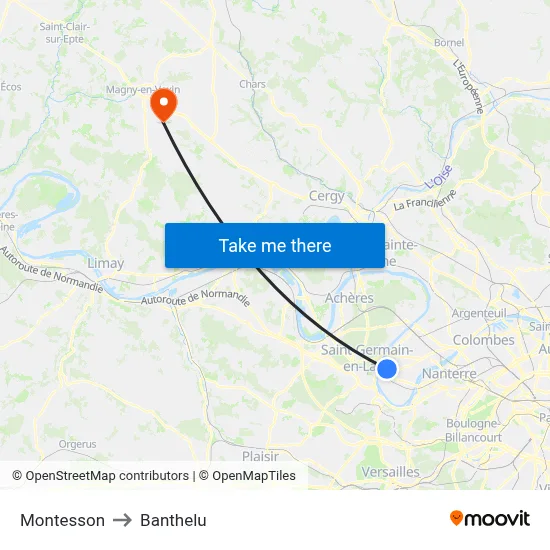 Montesson to Banthelu map
