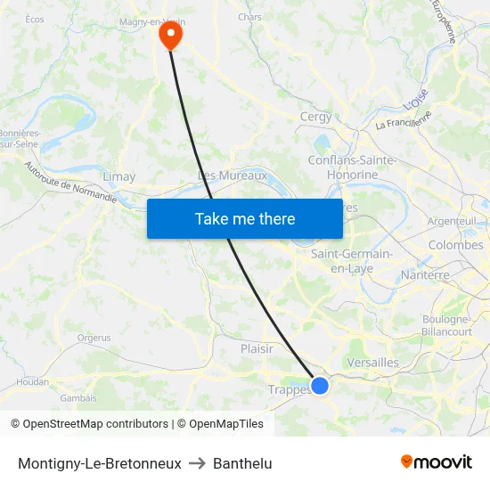 Montigny-Le-Bretonneux to Banthelu map