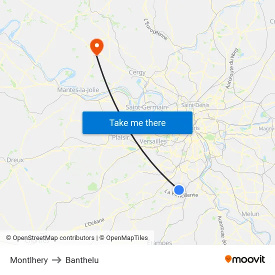 Montlhery to Banthelu map