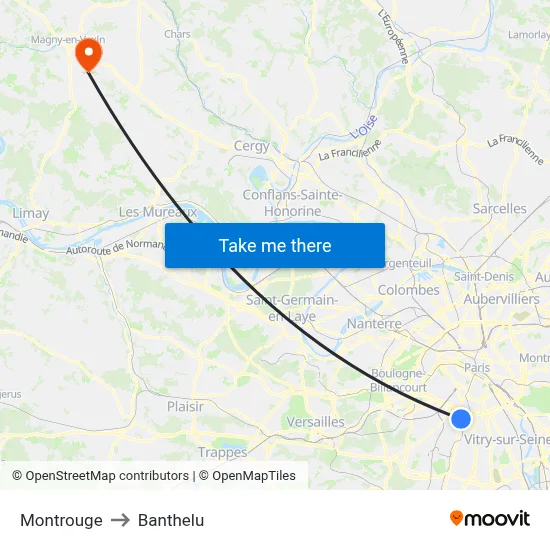 Montrouge to Banthelu map
