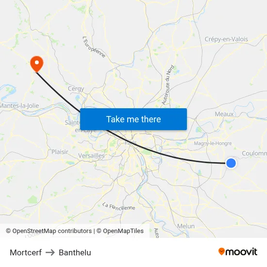 Mortcerf to Banthelu map