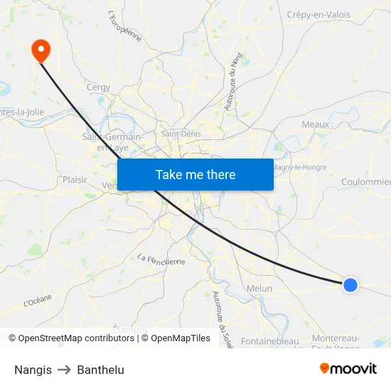 Nangis to Banthelu map