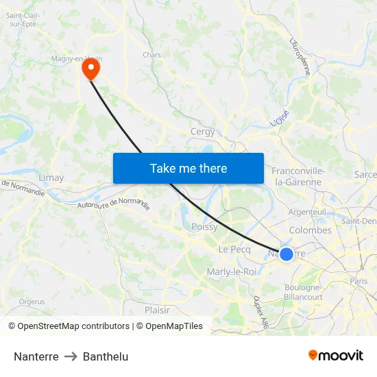 Nanterre to Banthelu map
