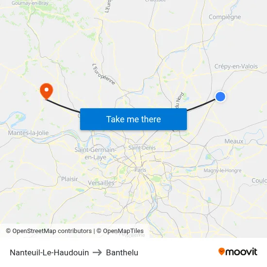 Nanteuil-Le-Haudouin to Banthelu map