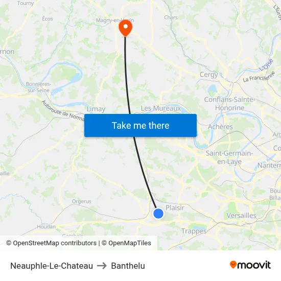 Neauphle-Le-Chateau to Banthelu map