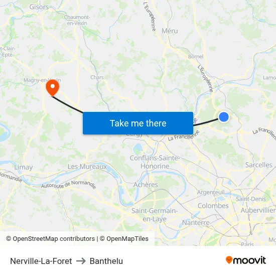 Nerville-La-Foret to Banthelu map