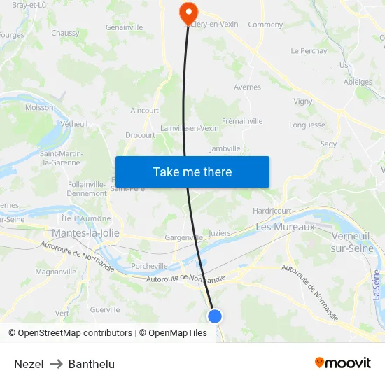 Nezel to Banthelu map