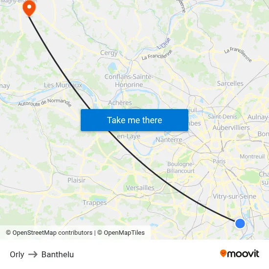 Orly to Banthelu map