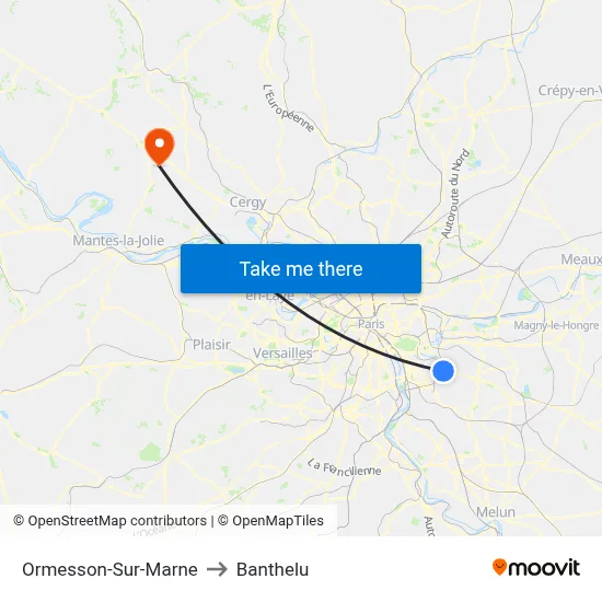Ormesson-Sur-Marne to Banthelu map