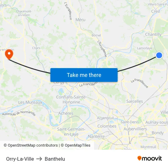 Orry-La-Ville to Banthelu map