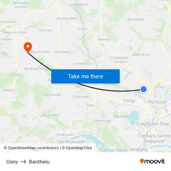 Osny to Banthelu map