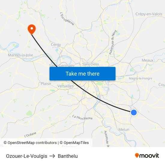 Ozouer-Le-Voulgis to Banthelu map