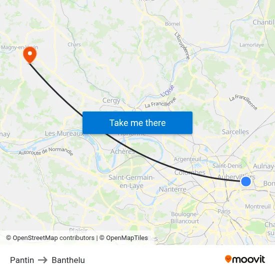Pantin to Banthelu map