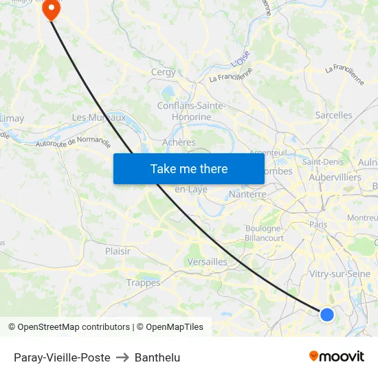 Paray-Vieille-Poste to Banthelu map