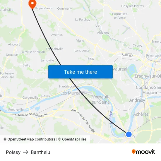 Poissy to Banthelu map