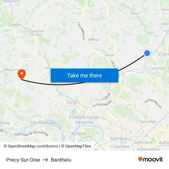 Precy-Sur-Oise to Banthelu map