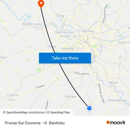 Prunay-Sur-Essonne to Banthelu map