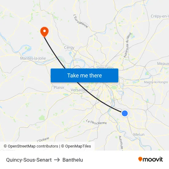 Quincy-Sous-Senart to Banthelu map