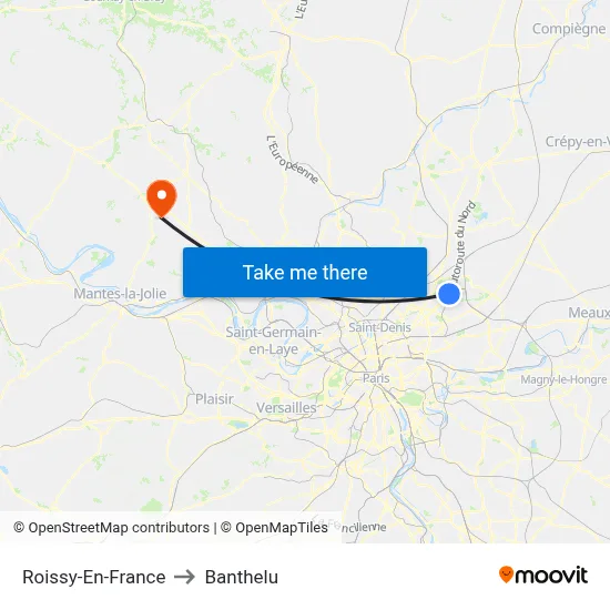 Roissy-En-France to Banthelu map