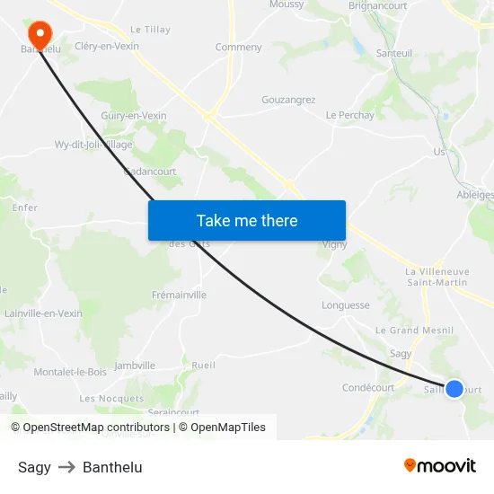 Sagy to Banthelu map