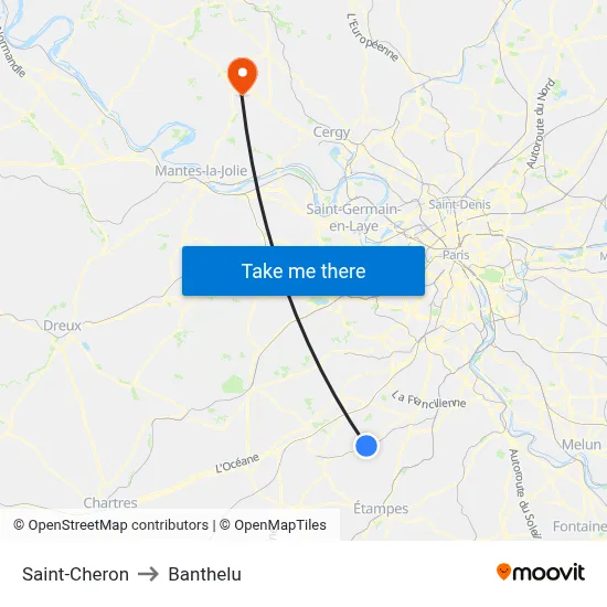 Saint-Cheron to Banthelu map