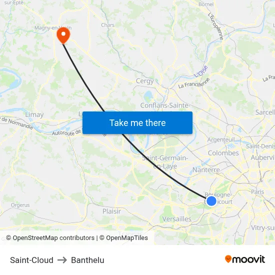Saint-Cloud to Banthelu map