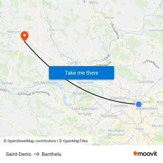 Saint-Denis to Banthelu map