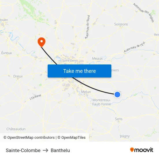 Sainte-Colombe to Banthelu map