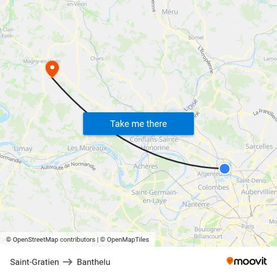 Saint-Gratien to Banthelu map