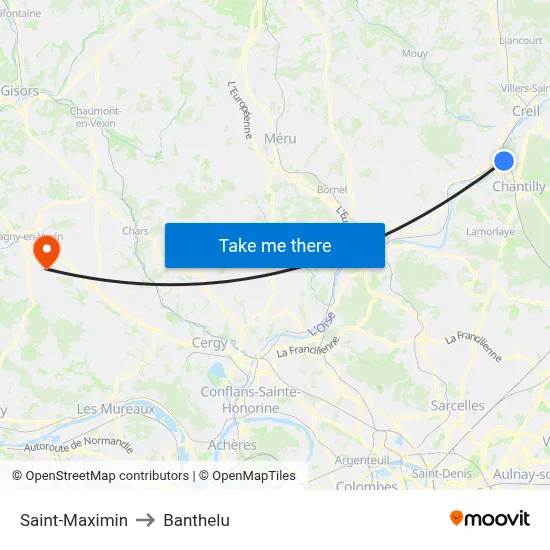Saint-Maximin to Banthelu map