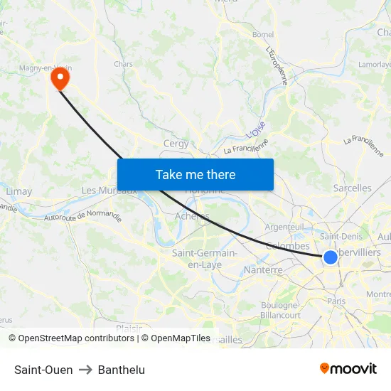 Saint-Ouen to Banthelu map