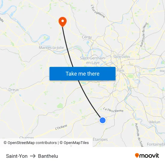 Saint-Yon to Banthelu map