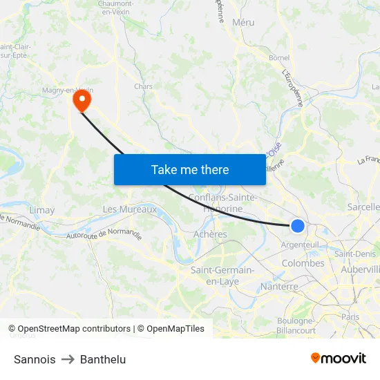 Sannois to Banthelu map